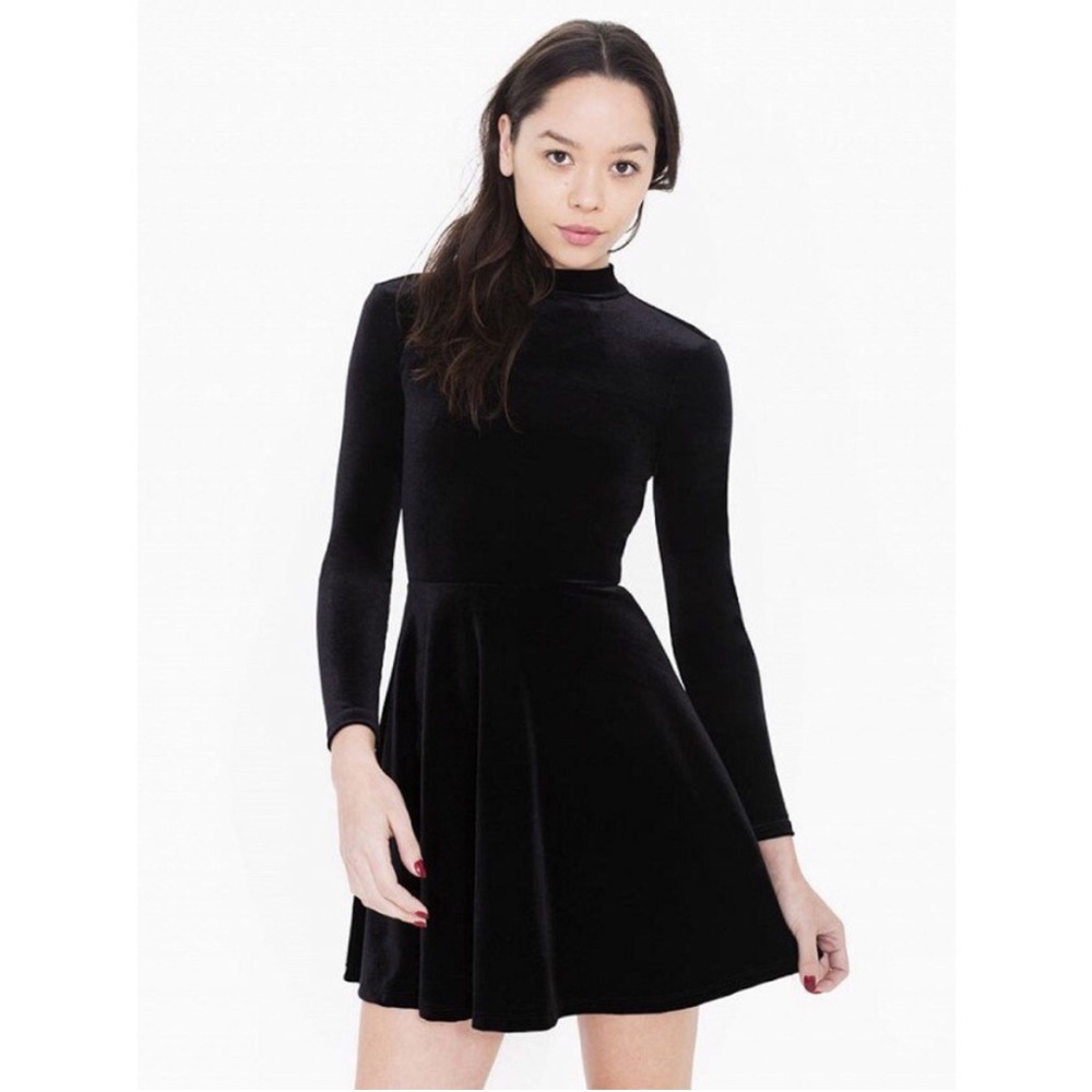 AMERICAN APPAREL Black Velvet Skater Dress size Small